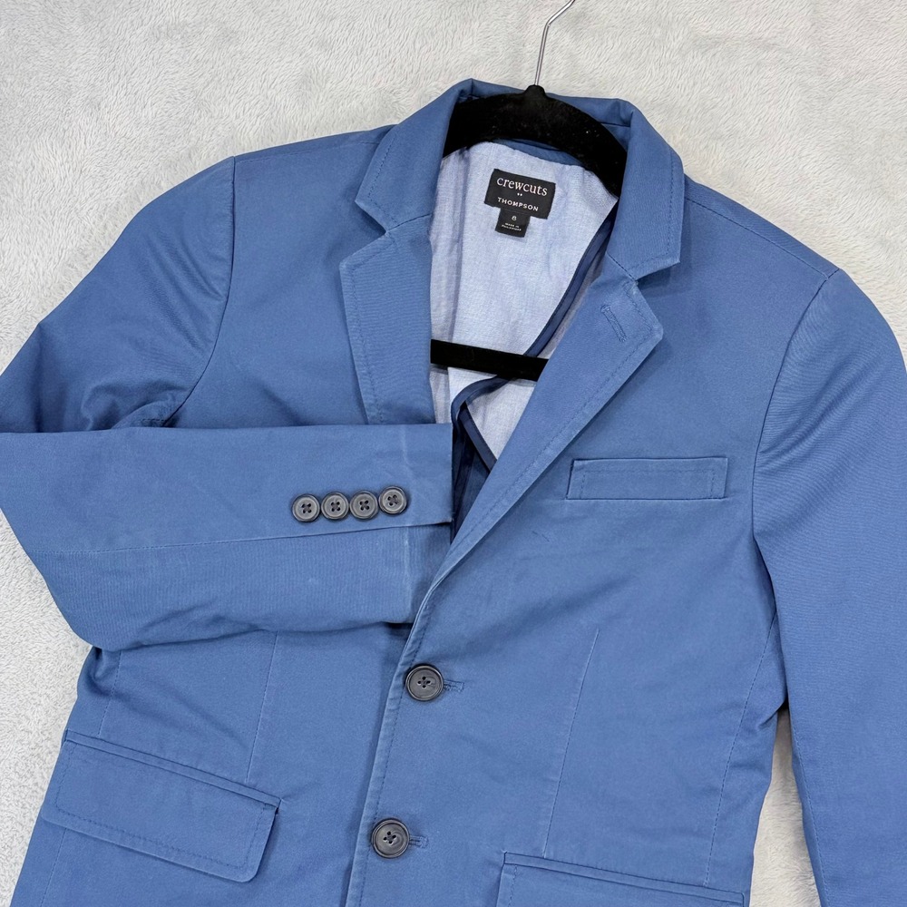 Crewcuts Thompson Blazer Boy 8 Blue Cotton Stretch Suit Jacket Sport Coat J Crew